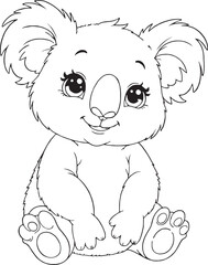 Adorable Black and White Koala Coloring Pages
