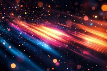 Obraz premium Vibrant light trails create dynamic patterns in a dark environment during nighttime photography