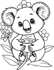 Adorable Black and White Koala Coloring Pages