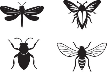 Insects logo type silhouette design