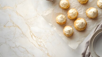 Obraz premium Cream Puffs Decorated With Creamy Frosting Delightful Treat
