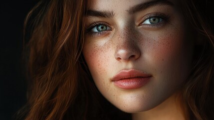 Fototapeta premium A woman with green eyes and red hair