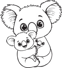 Adorable Black and White Koala Coloring Pages