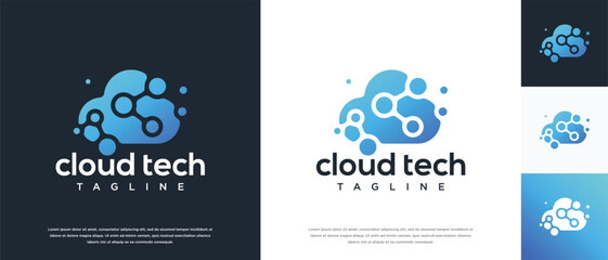 Naklejka premium Cloud network technology logo design. Cloud digital technology logo design vector icon.