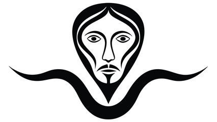 Abstract Face with One Continuous Stroke