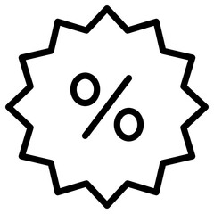 Minimalist Discount Icon in black and white for sales promotion