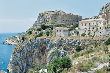 Breathtaking castle elevated on a rugged cliff surrounded by scenic natural beauty