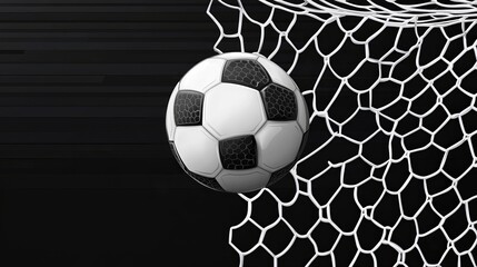 Realistic vector illustration of a soccer ball hitting the net in a football arena during a championship