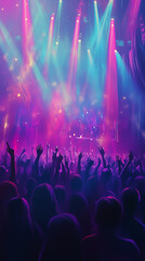Concert crowd enjoying the show with colorful lights