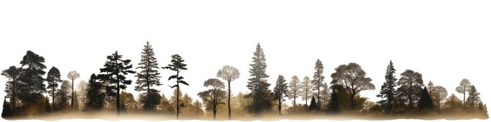 Silhouette Treeline Isolated on White Background - Stunning High Definition Forest Landscape of Amazon Trees