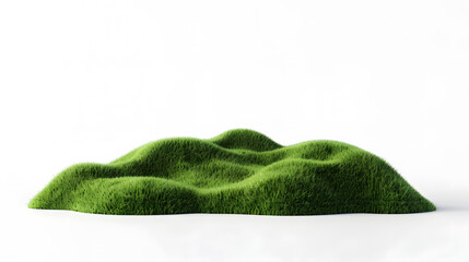 3D rendering of green hills of grass isolated on a white background
