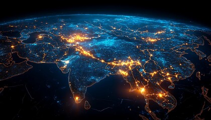 Obraz premium Futuristic Asian Region Map with Glowing Digital Connections