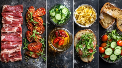 Artisan Food Spread with Fresh and Preserved Ingredients
