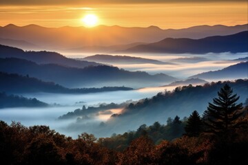 Fototapeta premium The Beauty of Blue Ridge Parkway - A Scenic Mountain Drive Through North Carolina and Virginia Forests