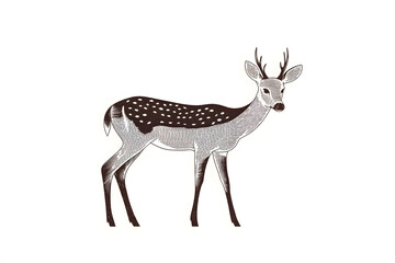 Fototapeta premium Deer graphic style wildlife simple drawing animal isolated on white background 