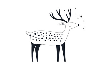 Deer graphic style wildlife simple drawing animal isolated on white background	