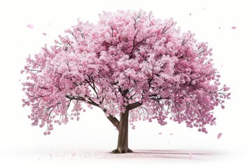 Obraz premium A large pink tree with pink flowers. The tree is in the center of the image