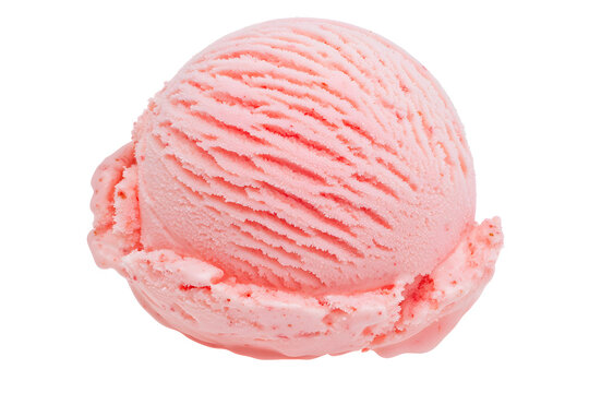 A tasty scoop of strawberry ice cream isolated on white background