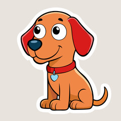 A cheerful puppy with a blue heart on his collar.