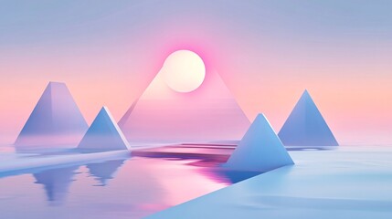 Futuristic Abstract Composition with Neon Pastel Gradients