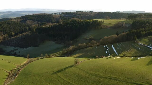 the landscape of the german hochsauerland from above 4k 25fps video