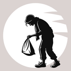 Obraz premium : beggar-silhouette-vector--design