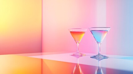 Futuristic Abstract Composition with Neon Pastel Gradients