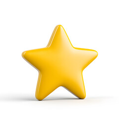 3d gold glossy yellow star icon isolated on white background