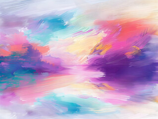 Vivid Impressions: A Lively Fusion of Pink and Green Brushstrokes
