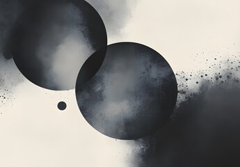 A black and white watercolor background with concentric circles ai generative