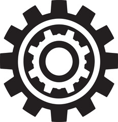 A simple, black and white graphic of two interlocking gears, representing a complex system.