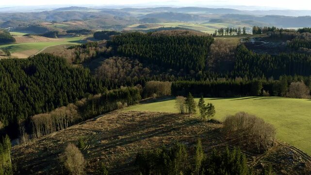 the landscape of the german hochsauerland from above 4k 25fps video