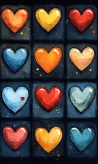 Obraz premium Group of colorful hearts