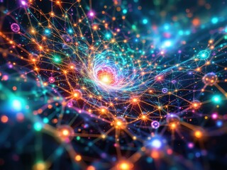 Fototapeta premium Exploration of vibrant cosmic patterns revealing the intricate connections and energy flowing through the galaxy at a cosmic dimension