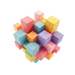 Obraz premium Colorful blocks create a vibrant 3D structure reflecting creativity and playfulness in a playful arrangement of pastel hues