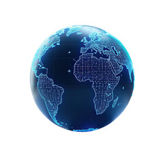 Fototapeta premium Exploring the beauty of the digital globe highlighting continents and intricate data patterns under a dark backdrop