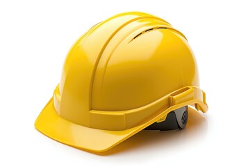Fototapeta premium Yellow Construction Hard Hat Isolated on White Background - Safety Equipment for Builders and Engineers