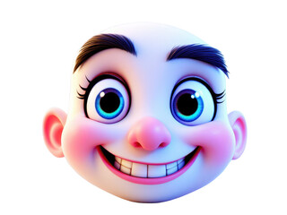 Brightly colored cartoon character with a wide smile and large expressive eyes radiating joy and happiness in a playful design, perfect for children's artwork or animated stories