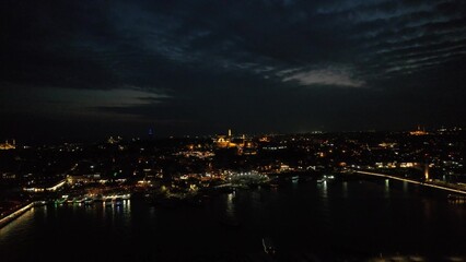 Fototapeta premium Aerial Night Suleymaniye Mosque