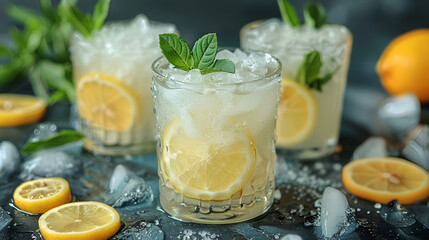 Homemade limoncello spritz drink of liquid
