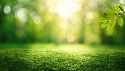Fototapeta premium abstract green bokeh background with sunlight
