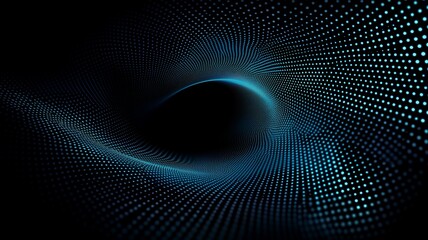 Abstract Digital Tunnel: A Mesmerizing Visualization of a Vortex Formed by Blue Dots on a Black Background