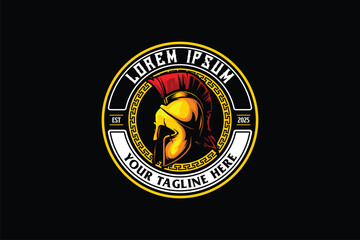 Spartan helmet vector image logo badge template