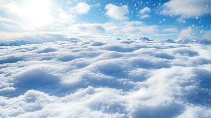 Snowy Mountain Peak Under Bright Sunny Sky