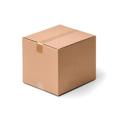 Parcel brown cardboard box pack mock up isolated on white