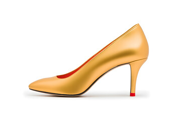 Obraz premium A luxury golden color high Heel isolated on white background