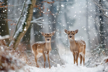 Deer in a winter forest