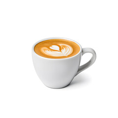 Fototapeta premium Side view a white cup of cappuccino coffee isolated on white background