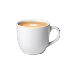 Side view a white cup of cappuccino coffee isolated on white background