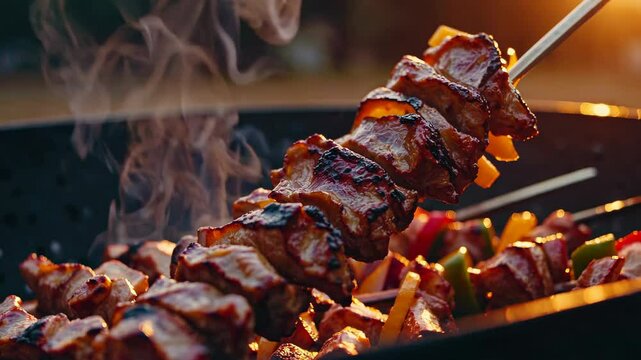 shish kebab on the grill